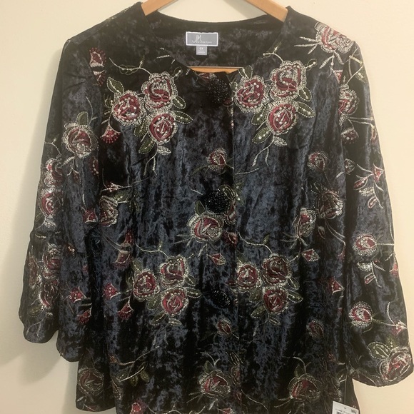 JM Collection dressy jacket with floral print - Picture 3 of 8